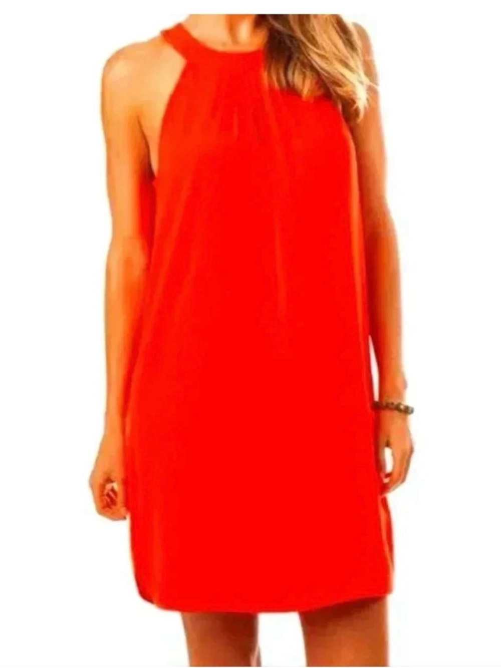 Southern Tide Game Day Bright Red Halter Mini Dress, Breathable, Size L